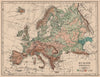 EUROPE PHYSICAL. Relief Ocean depths Key mountains Plains. JOHNSTON 1897 map