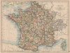 FRANCE. German Alsace & Lorraine. Undersea telegraph cables. JOHNSTON 1897 map