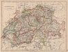 SWITZERLAND. Shows cantons & railways. Alps. Italian lakes. JOHNSTON 1897 map