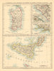 ITALIAN ISLANDS. Sardinia Sicily Ischia Capri Malta S Marino JOHNSTON 1897 map