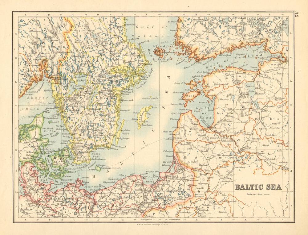 BALTIC SEA. Sweden Prussia Denmark Livonia Courland Finland. JOHNSTON 1897 map