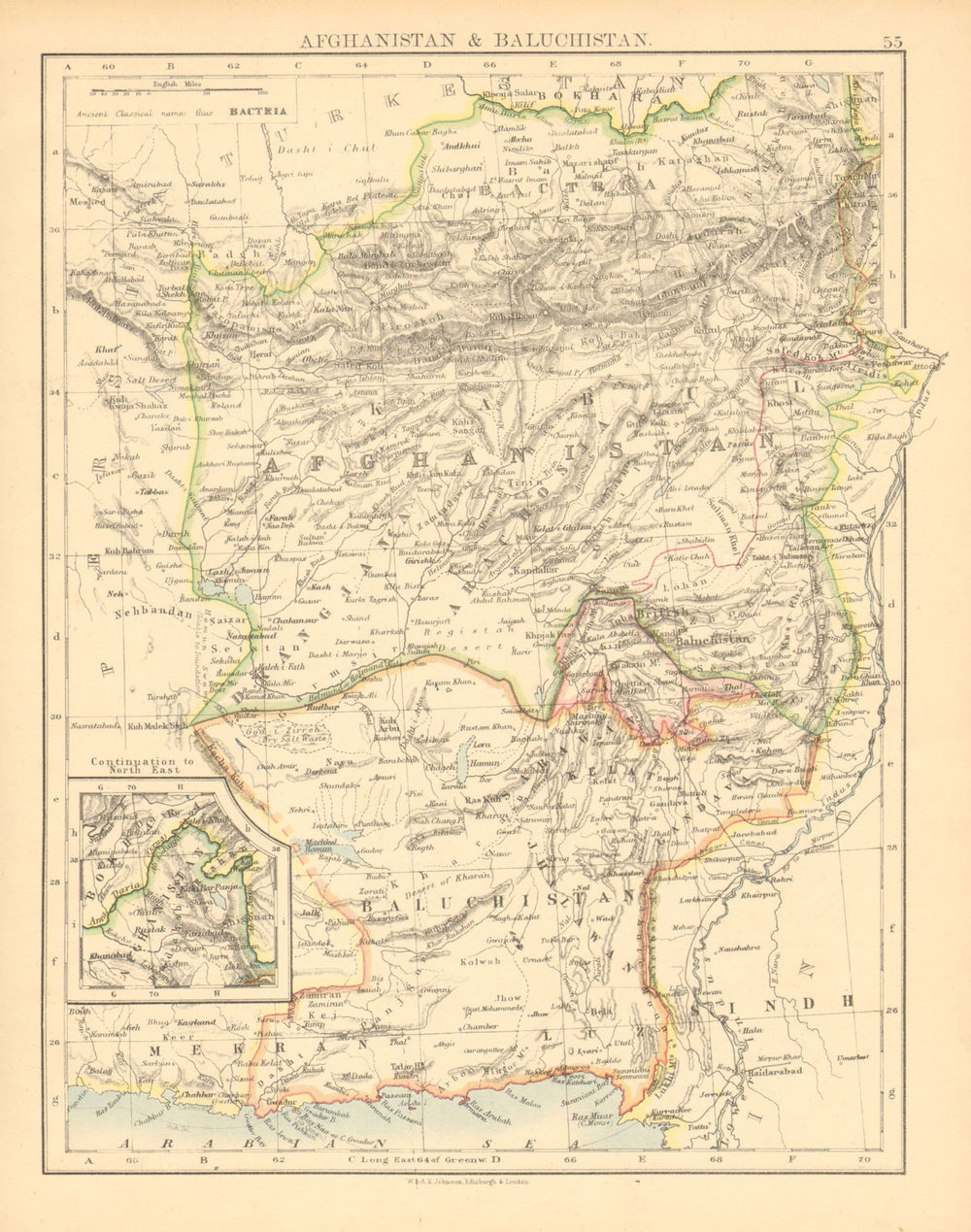 AFGHANISTAN & BALUCHISTAN. Kabul.British Baluchistan.Pakistan 1897 old map