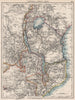 COLONIAL EAST AFRICA. German/British/Portuguese East Africa. Tanzania 1897 map
