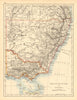 NEW SOUTH WALES & VICTORIA. Shows railways telegraph cables.Australia 1897 map