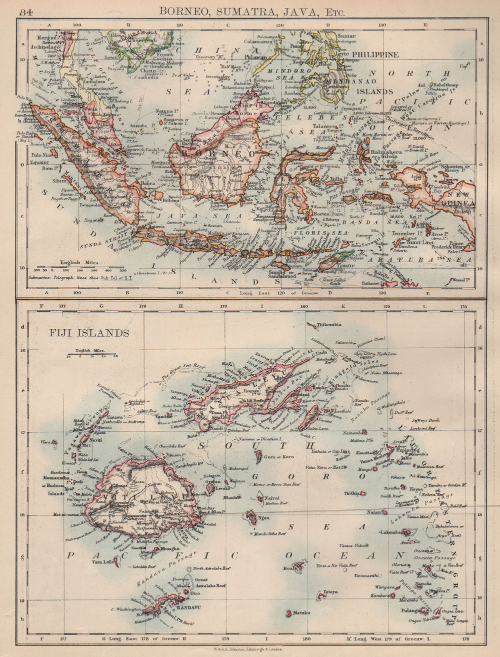INDONESIA & FIJI. Sunda Islands.Borneo Java Sumatra. Viti/Vanua Levu 1897 map