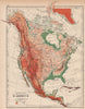 NORTH AMERICA PHYSICAL. Relief. Key mountains heights. Ocean depths  1897 map