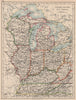 USA MID WEST. Wisconsin Michigan Illinois Ohio Indiana Kentucky TN 1897 map