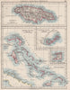 CARIBBEAN/ATLANTIC ISLANDS.Jamaica Bermuda Bahamas Trinidad. JOHNSTON 1897 map