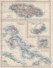 CARIBBEAN/ATLANTIC ISLANDS.Jamaica Bermuda Bahamas Trinidad. JOHNSTON 1897 map