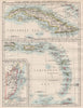 CARIBBEAN ISLANDS.Cuba British Honduras Caribbee/Windward. JOHNSTON 1897 map