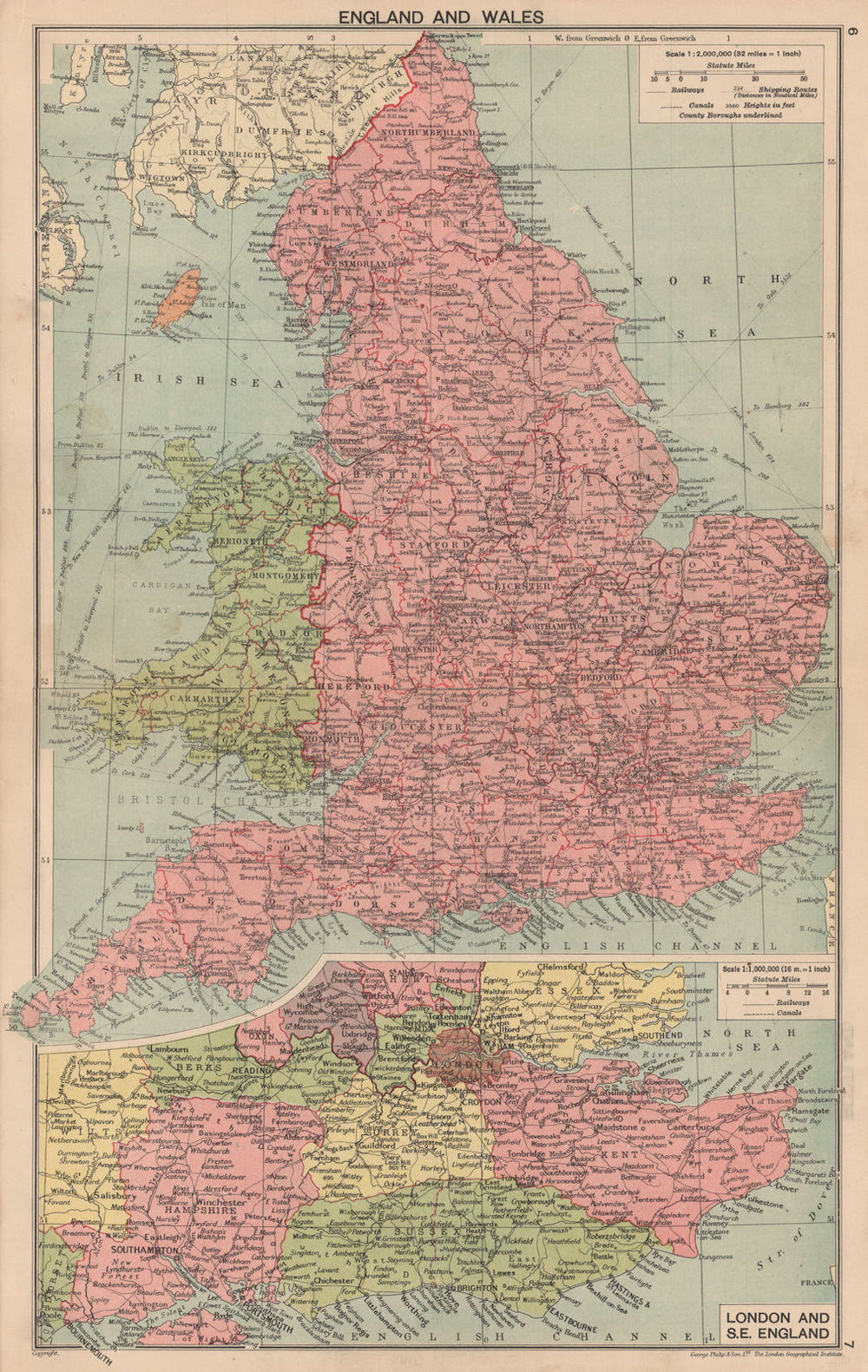 SECOND WORLD WAR. England & Wales in 1940. South East England 1940 old map