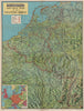 WW2 'WESTERN FRONT' in 1940. Bird's eye view before invasion of France 1940 map
