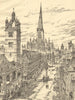 MEDIEVAL LONDON. Cheapside (from the east). Old St Paul's cathedral 1923 print