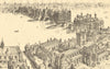 MEDIEVAL LONDON. Old London Bridge (from the south) 1923 antique print