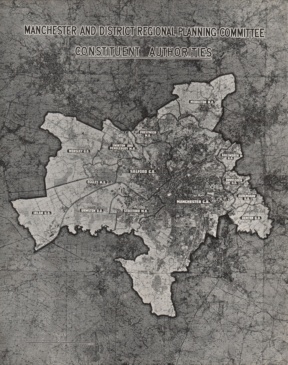 MANCHESTER PLAN 1945. Constituent Authorities 1945 old vintage map chart