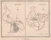 WARWICKSHIRE TOWNS. Warwick Coventry borough plans. CREIGHTON/WALKER 1835 map