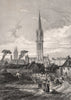 LE KREISKER. St. Pol de Léon. Finistère 1844 old antique vintage print picture