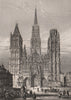 ROUEN. La Cathédrale. Seine-Maritime 1844 old antique vintage print picture
