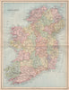 IRELAND. Pre-partition. Counties. Railways. BARTHOLOMEW 1878 old antique map