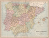 IBERIA. 'Spain & Portugal'. Spanish provinces. BARTHOLOMEW 1878 old map