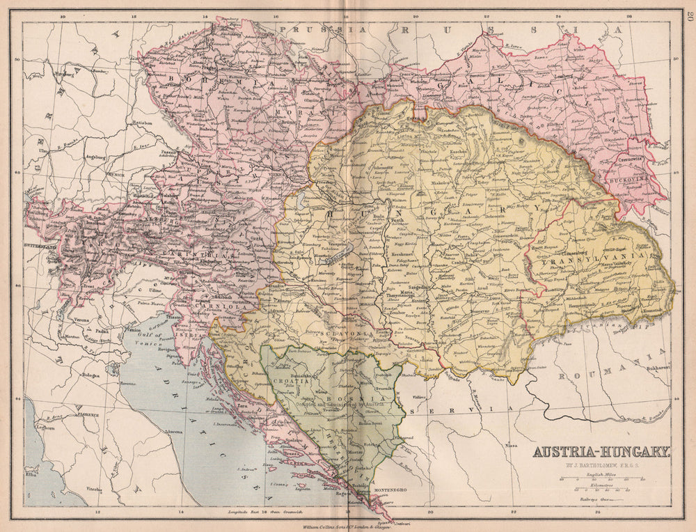 AUSTRIA. Railways. After Congress/Treaty of Berlin. BARTHOLOMEW 1878 old map