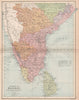 BRITISH INDIA SOUTH 'Madras Presidency' Mysore Ceylon Coromandel Coast 1878 map