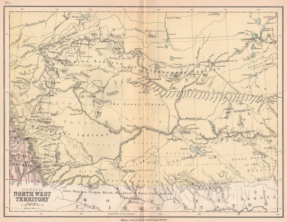 ALBERTA SASKATCHEWAN. Indian tribes & 'Buffalo country'. BARTHOLOMEW 1878 map