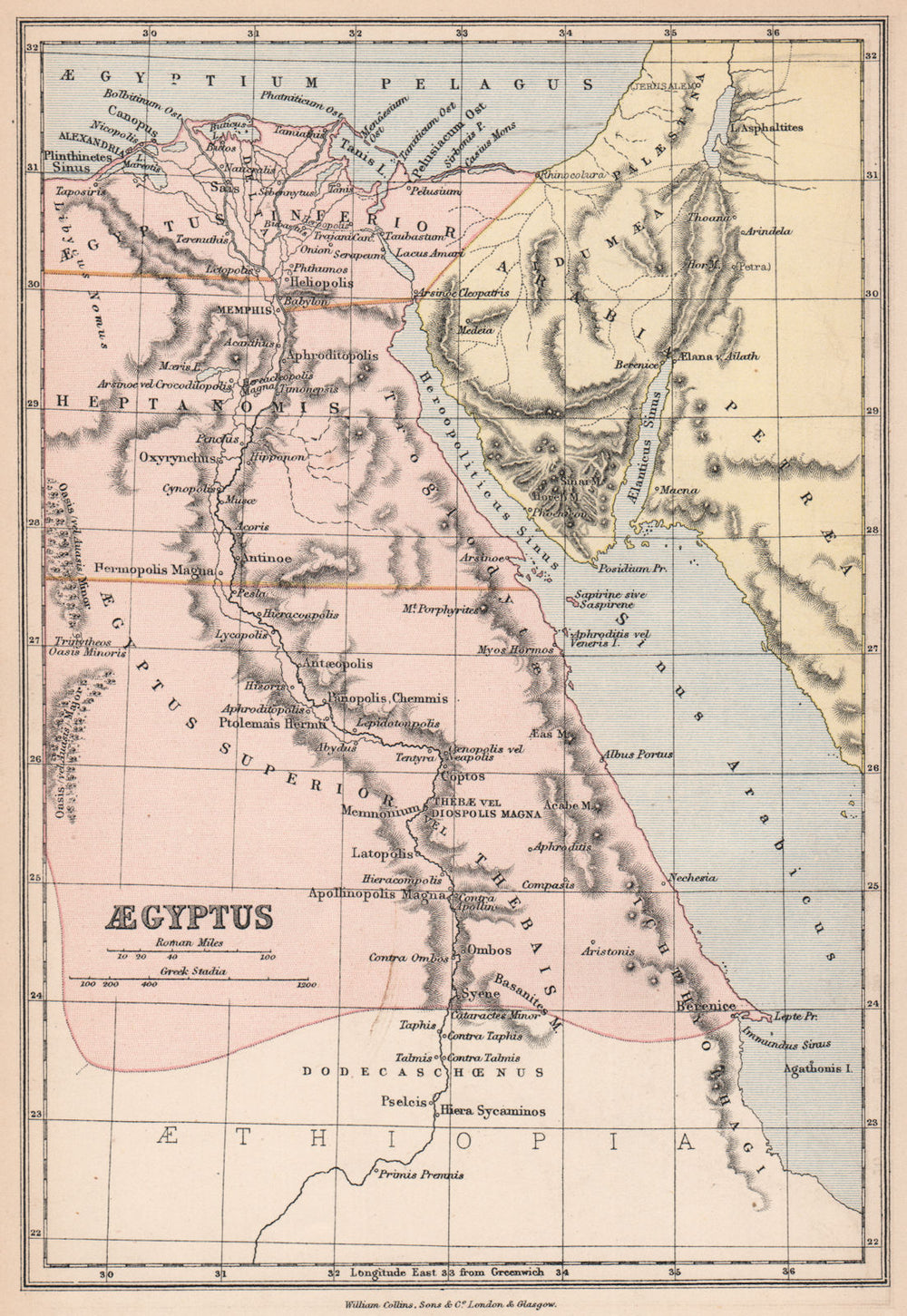 ANCIENT EGYPT. 'Aegyptus'. BARTHOLOMEW 1878 old antique vintage map plan chart