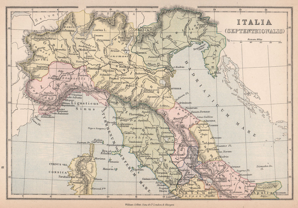 ROMAN ITALY NORTH. 'Italia (Septentrionalis)'. Gallia Cisalpina &c 1878 map