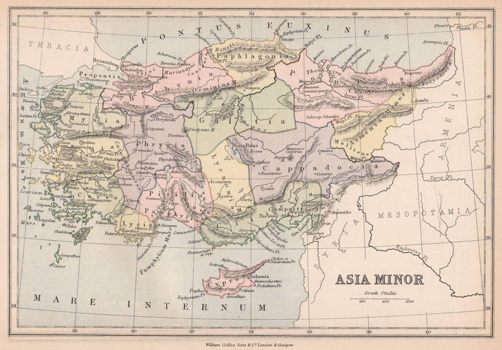 ANCIENT TURKEY. 'Asia Minor'. Provinces. BARTHOLOMEW 1878 old antique map