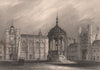 The Great Court, TRINITY COLLEGE, Cambridge. LE KEUX 1841 old antique print