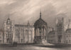 The Great Court, TRINITY COLLEGE, Cambridge. LE KEUX 1841 old antique print
