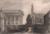 The Gate of Honour, CAIUS COLLEGE, Cambridge. LE KEUX 1841 old antique print