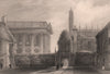 The Gate of Honour, CAIUS COLLEGE, Cambridge. LE KEUX 1841 old antique print