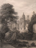 CAIUS COLLEGE from the Fellows Gardens, Cambridge. LE KEUX 1841 old print