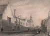 PEMBROKE COLLEGE from the street, Cambridge. LE KEUX 1841 old antique print