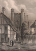 QUEENS' COLLEGE, The entrance Gateway as taken in 1837, Cambridge. LE KEUX 1841
