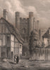 QUEENS' COLLEGE, The entrance Gateway as taken in 1837, Cambridge. LE KEUX 1841