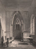 Interior of St. Peter's Church, Cambridge. LE KEUX 1841 old antique print