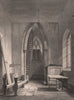 Interior of St. Peter's Church, Cambridge. LE KEUX 1841 old antique print