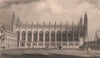 Exterior of KING'S COLLEGE Chapel, Cambridge. LE KEUX 1841 old antique print