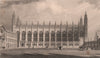 Exterior of KING'S COLLEGE Chapel, Cambridge. LE KEUX 1841 old antique print