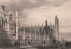 The front of KING'S COLLEGE, from Trumpington street, Cambridge. LE KEUX 1841