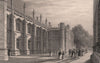 The Library of KING'S COLLEGE, Cambridge. LE KEUX 1841 old antique print