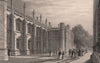 The Library of KING'S COLLEGE, Cambridge. LE KEUX 1841 old antique print