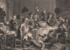 'A midnight modern conversation'. After William HOGARTH 1833 old antique print