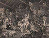 'Strolling Players, Rehearsing in a Barn'. After William HOGARTH 1833 print