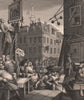 BEER STREET & GIN LANE. 'Beer Street'. After William HOGARTH 1833 old print