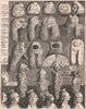 'The five orders of Perriwigs'. After William HOGARTH 1833 old antique print