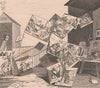 'The battle of the pictures'. After William HOGARTH 1833 old antique print
